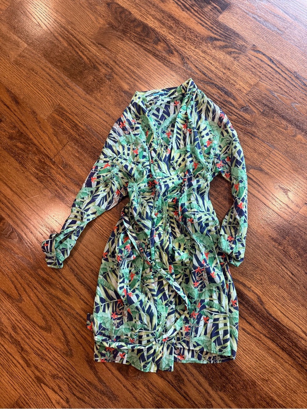 J. McLaughlin Green Tropical Print Wrap Coverup